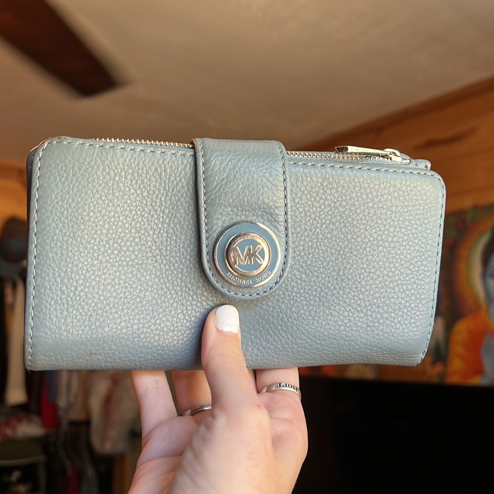 Michael Kors light blue large wallet